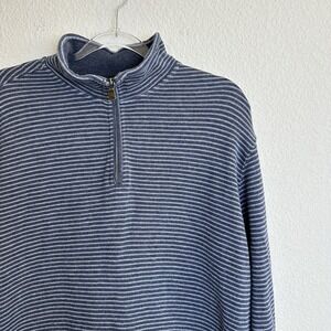 Rodd And Gunn Men's Quarter Zip Sweatshirt Blue & Gray Striped Medium Preppy‎